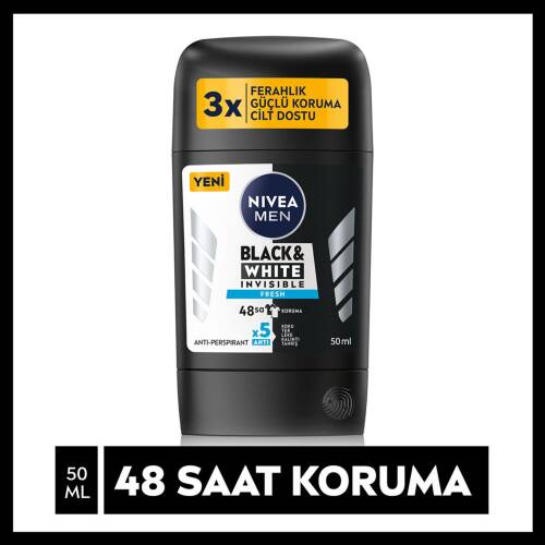 Nivea Men Black & White Invisible Fresh Stick Deodorant 50 ml - 1
