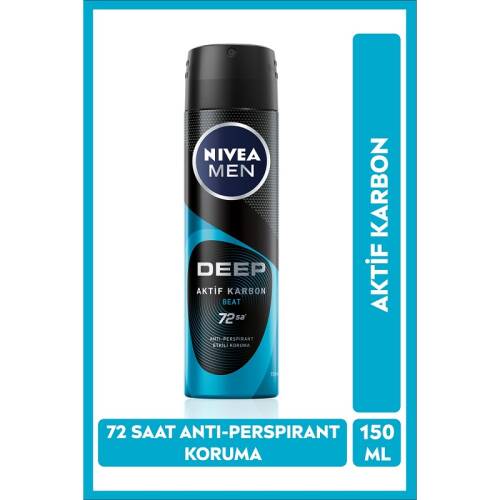 Nivea Men Deodorant Deep Beat Aktif Karbon Erkek Sprey 150 ml - 1