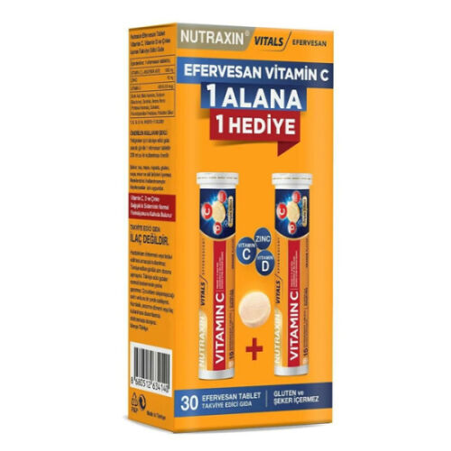 Nutraxin Vitamin C D Çinko 15 Efervesan Tablet - İkili Kofre - 1