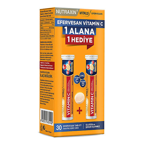 Nutraxin Vitamin C D Çinko 15 Efervesan Tablet - İkili Kofre - 1