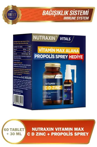 Nutraxin Vitamin Max C-D-Zinc 60 Tablet + Propolis Spray 30 ml - 1