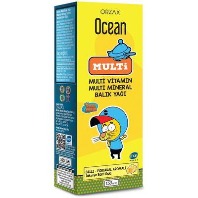 Ocean Kral Şakir Multivitamin Multimineral Ballı-Portakallı Şurup 150 ml - 1