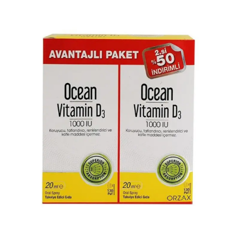 Ocean Vitamin D3 1000 IU Sprey 20 ml Avantajlı Paket - 1