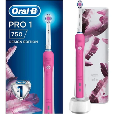 Oral-B Pro 750 Pembe Şarj Edilebilir Diş Fırçası + Seyahat Kabı - 1