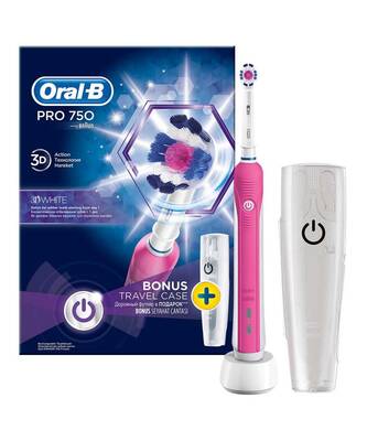 Oral-B Pro 750 Şarj Edilebilir Diş Fırçası Cross Action Pembe (Seyahat Kabı Hediyeli) - 1