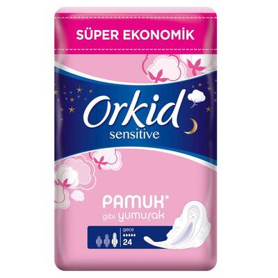 Orkid Sensitive Gece Hijyenik Ped 24 Adet - 1