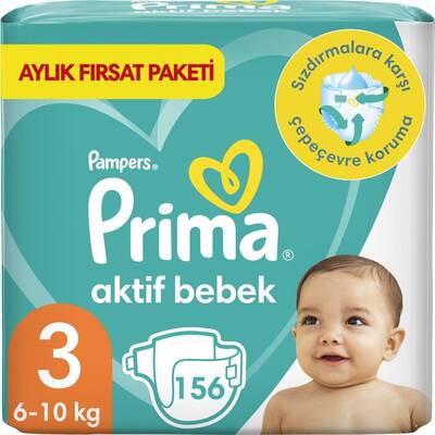 Prima Bebek Bezi Aktif Bebek 3 Beden 156 Adet aylık Fırsat Paketi - 1