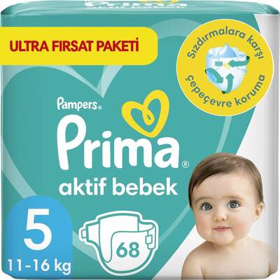 Prima Bebek Bezi Aktif Bebek 5 Beden 68 Adet Ultra Fırsat Paketi - 1