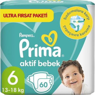 Prima Bebek Bezi Aktif Bebek 6 Beden 60 Adet Ultra Fırsat Paketi - 1