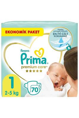 Prima Bebek Bezi Premium Care 1 Beden Yenidoğan Ekonomik Paket 70'li - 1