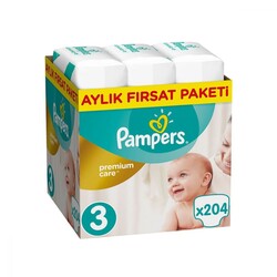 Prima Bebek Bezi Premium Care 3 Beden Midi Aylık Fırsat Paketi 204 Adet
