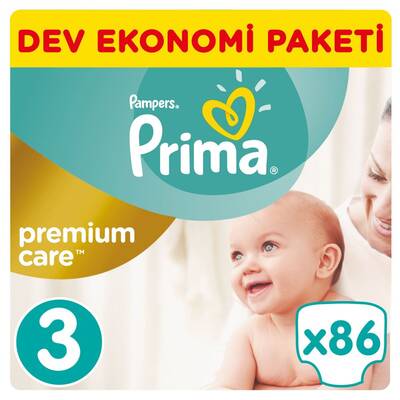 Prima Bebek Bezi Premium Care 3 Midi Dev Ekonomi Paketi 3 Beden 86 Adet - 1