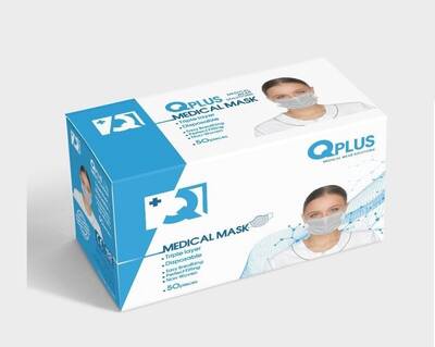 Q plus Tek Kullanımlık 3 Katlı Telsiz Meltblown Medikal Maske 50'Li - 1