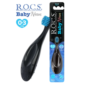 Rocs Baby Neon 0-3 Yaş Bebek Diş Fırçası - Mavi