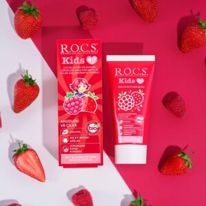 Rocs Kids Ahududu-Çilek Aromalı Diş Macunu (4-7 yaş)