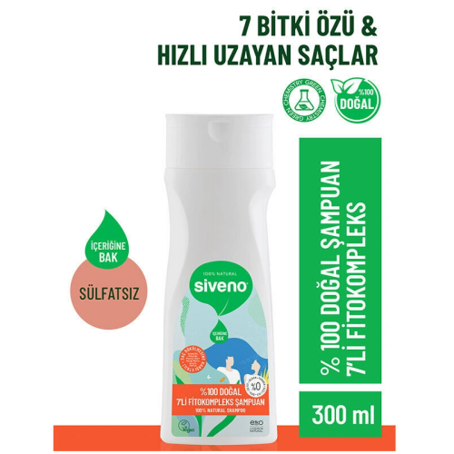 Siveno %100 Doğal 7'li Fitoterapi Kompleksi Şampuan 300 ml - 1