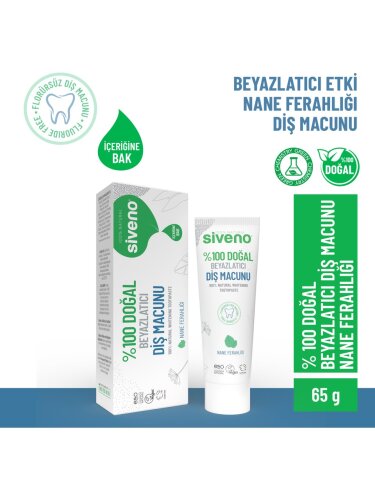 Siveno %100 Doğal Diş Macunu Beyazlatıcı Nane Ferahlığı Florürsüz 65 g - 1