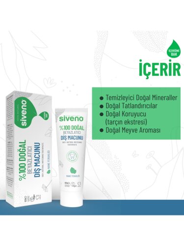 Siveno %100 Doğal Diş Macunu Beyazlatıcı Nane Ferahlığı Florürsüz 65 g - 3