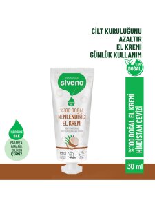 Siveno %100 Doğal El ve Vücut Kremi Hindistan Cevizi Avakado Yoğun Nemlendirici Onarıcı Vegan 30ml