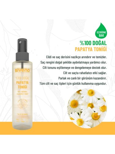 Siveno %100 Doğal Papatya Suyu Aydınlatma Etkili Arındırıcı Rahatlatıcı Saç ve Cilt Toniği 150 ml - 2