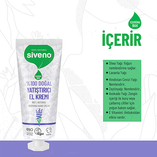 Siveno %100 Doğal Yatıştırıcı El ve Vücut Kremi Lavanta Cilt Yatıştırıcı Onarıcı Yoğun Nemlendirici Vegan 30ml - 2