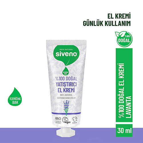 Siveno %100 Doğal Yatıştırıcı El ve Vücut Kremi Lavanta Cilt Yatıştırıcı Onarıcı Yoğun Nemlendirici Vegan 30ml - 3