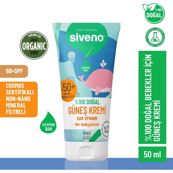 Siveno Bebekler İçin Doğal Güneş Kremi SPF50 50 ml - 1