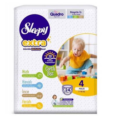 Sleepy Extra Günlük Aktivite Bezi 4 Numara Maxi 24 Adet - 1