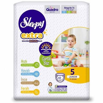 Sleepy Extra Günlük Aktivite Bezi 5 Numara Junior 40 Adet - 1