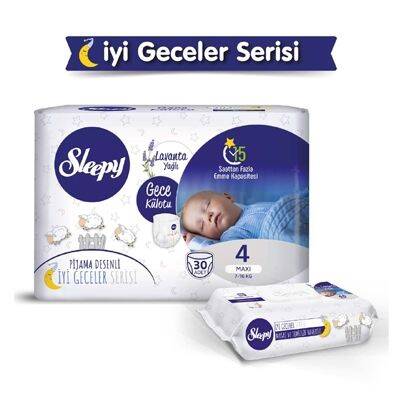 Sleepy Lavanta Yağlı Gece Külotu 4 Beden 30 Adet + Sleepy Masaj Havlusu 40'lı Hediye - 1