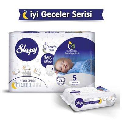 Sleepy Lavanta Yağlı Gece Külotu 5 Beden 24 Adet + Sleepy Masaj Havlusu 40'lı Hediyeli - 1