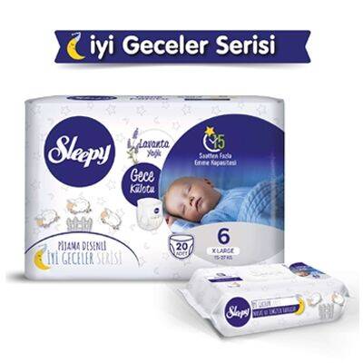 Sleepy Lavanta Yağlı Gece Külotu No: 6 (15-27 kg) 20 Adet + Sleepy Masaj Havlusu 40'lı Hediye - 1