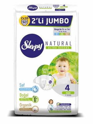 Sleepy Natural İkili Jumbo Bebek Bezi 4 Beden 60 Adet - 1