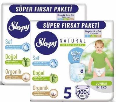 Sleepy Natural Mega 2li Avantaj Paketi Junior 5 Beden Külot Bez 200 Adet - 1