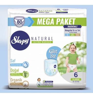 Sleepy Natural Mega Külot Bebek Bezi 6 Beden XL 80 Adet - 1