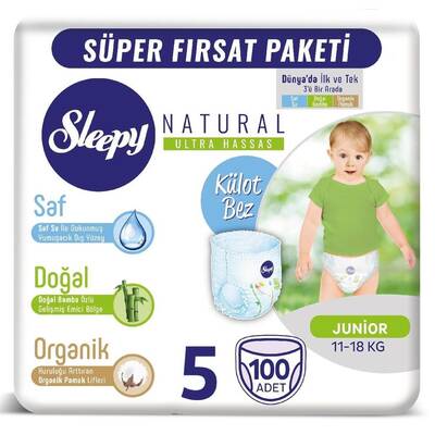 Sleepy Natural Mega Paket Junior 5 Beden Külot Bez 100 Adet - 1