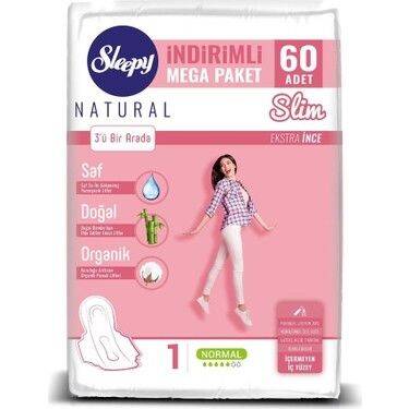 Sleepy Natural Slim İnce Mega Ped Normal 60'lı - 1