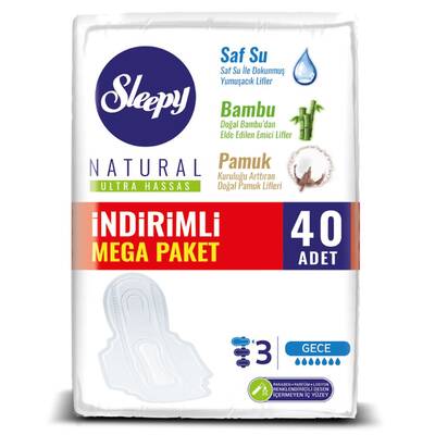 Sleepy Natural Ultra Hassas Hijyenik Ped Mega Paket 40 Adet - 1