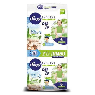 Sleepy Natural Ultra Hassas Külot Bebek Bezi Jumbo Paket 6 Beden XLarge 40 Adet 15-25 kg - 1