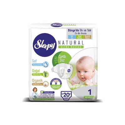 Sleepy Naturel 1 Beden Yenidoğan Bebek Bezi 20 Adet - 1