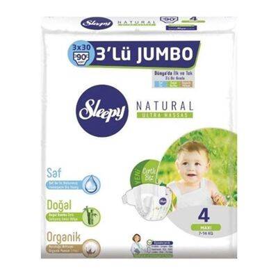 Sleepy Naturel Bebek Bezi 3lü Jumbo 4 No 90 lı - 1