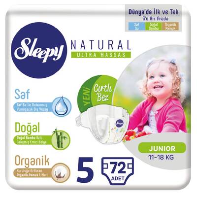 Sleepy Naturel Bebek Bezi 3lü Jumbo 5 No 72 li - 1