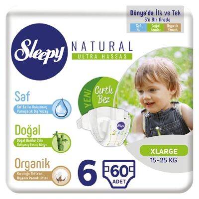 Sleepy Naturel Bebek Bezi 3lü Jumbo X-Large 6 No 60 lı - 1