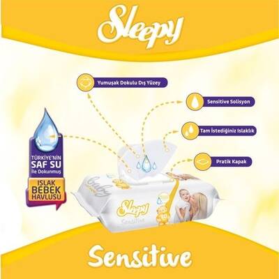 Sleepy Sensitive 50 Yaprak 3'lü Paket Islak Mendil - 1