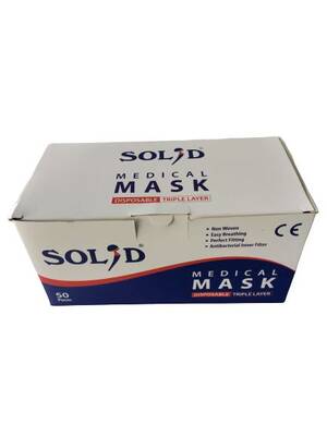 Solid Tek Kullanımlık 3 Katlı Telsiz Cerrahi Maske 50 Li - 1