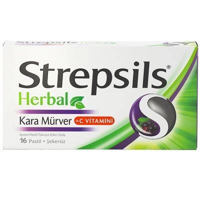 Strepsils Herbal Kara Mürver Aromalı 16 Pastil - 1