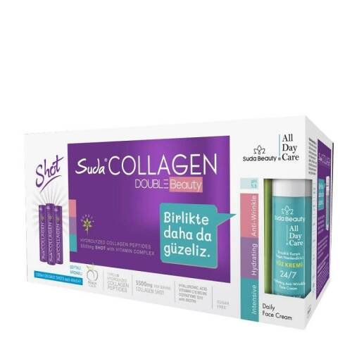 Suda CollagenDouble Beauty (30 Shot Şeftali Kolajen & Suda Beauty All Day Care Yüz Kremi 50ml) - 1