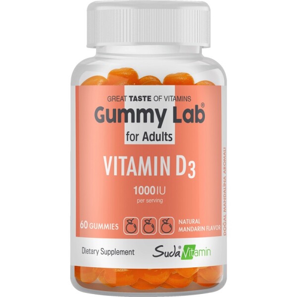 Suda Vitamin Gummy Lab Vitamin D3 For Adults Mandalin Aromalı 60 Gummies - 1