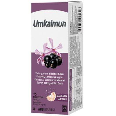 Umkaimun Mandarin Aromalı Sambucus Sardunya Ekst. 15 Efervesan Tablet - 1