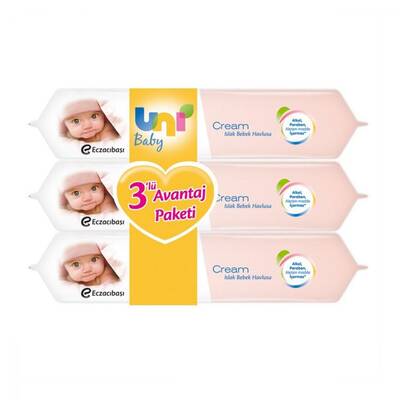 Uni Baby Cream Islak Havlu 56 Adet 3'lü Avantaj Paketi - 1